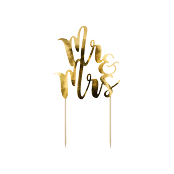 Cake Topper Mr & Mrs Gold